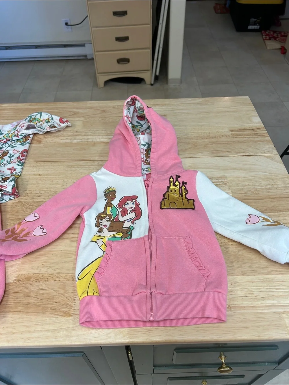 Disney Pink Princess Hoodie & Floral Tee Matching Set